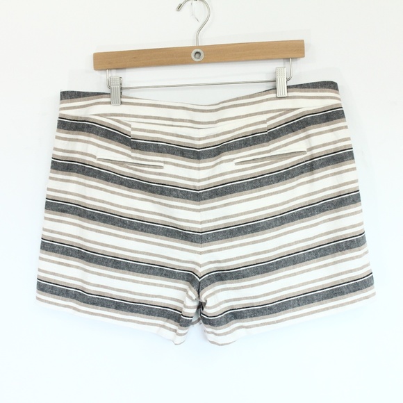 Ann Taylor Linen Shorts sz 14 women Pockets Stripe - Picture 2 of 7